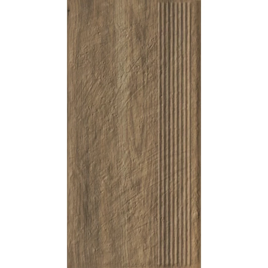 Ступень Paradyz Carrizo Wood Stopnica Prosta Struktura Mat B1a матовая коричневая 60х30 см
