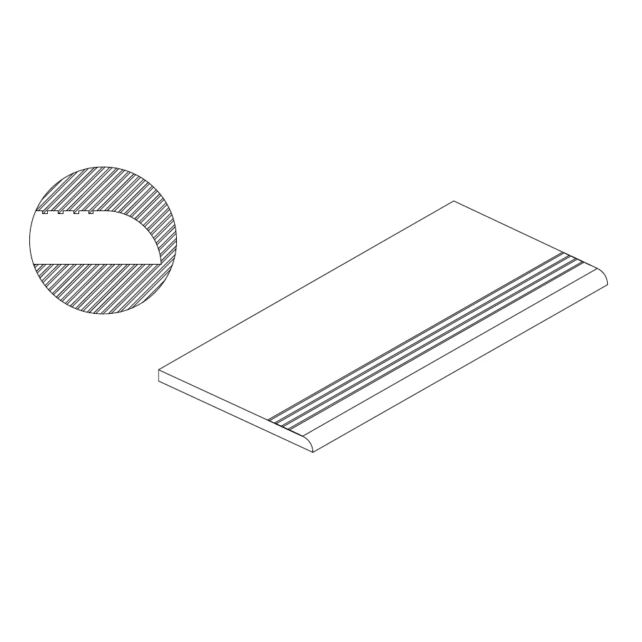 Ступень ТехноАрт керамогранит завальцованная с полосой противоскольжения РСП120 многоцветная 120х30 см