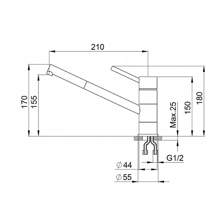 Смеситель для кухни Granula 0010 шварц