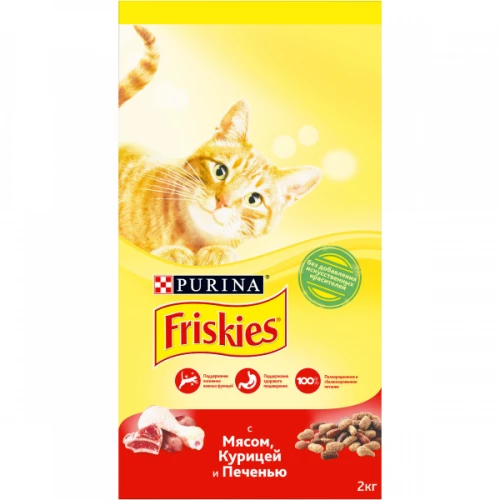 Сухой корм для взрослых кошек Friskies с мясом курицей и печенью 2 кг