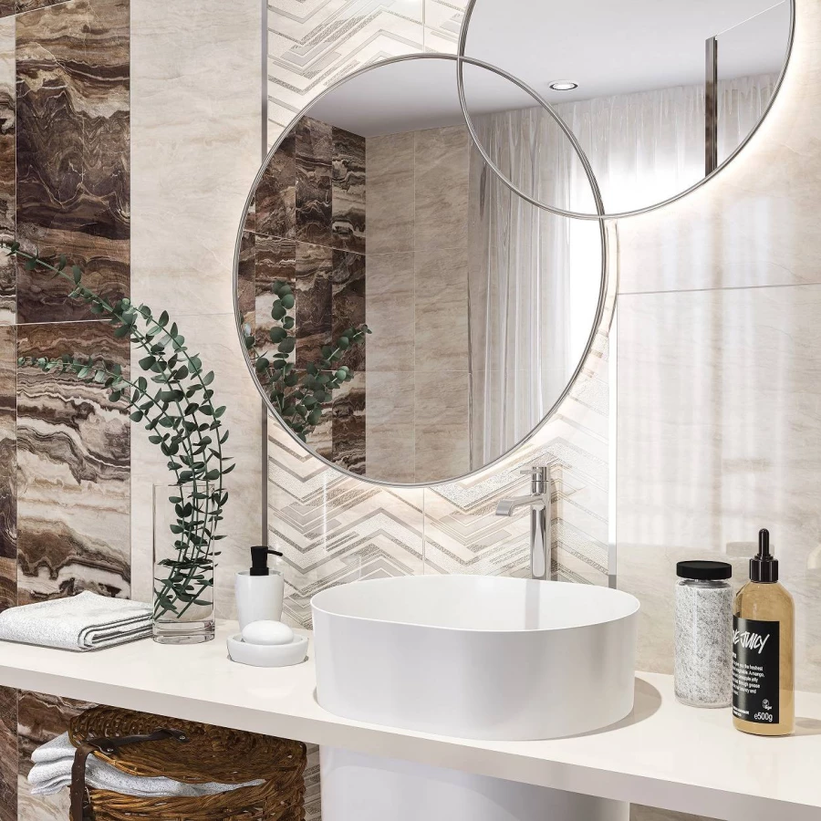 Плитка настенная Azori Atlas Dark глянцевая коричневая 00-00109609 63х31,5 см