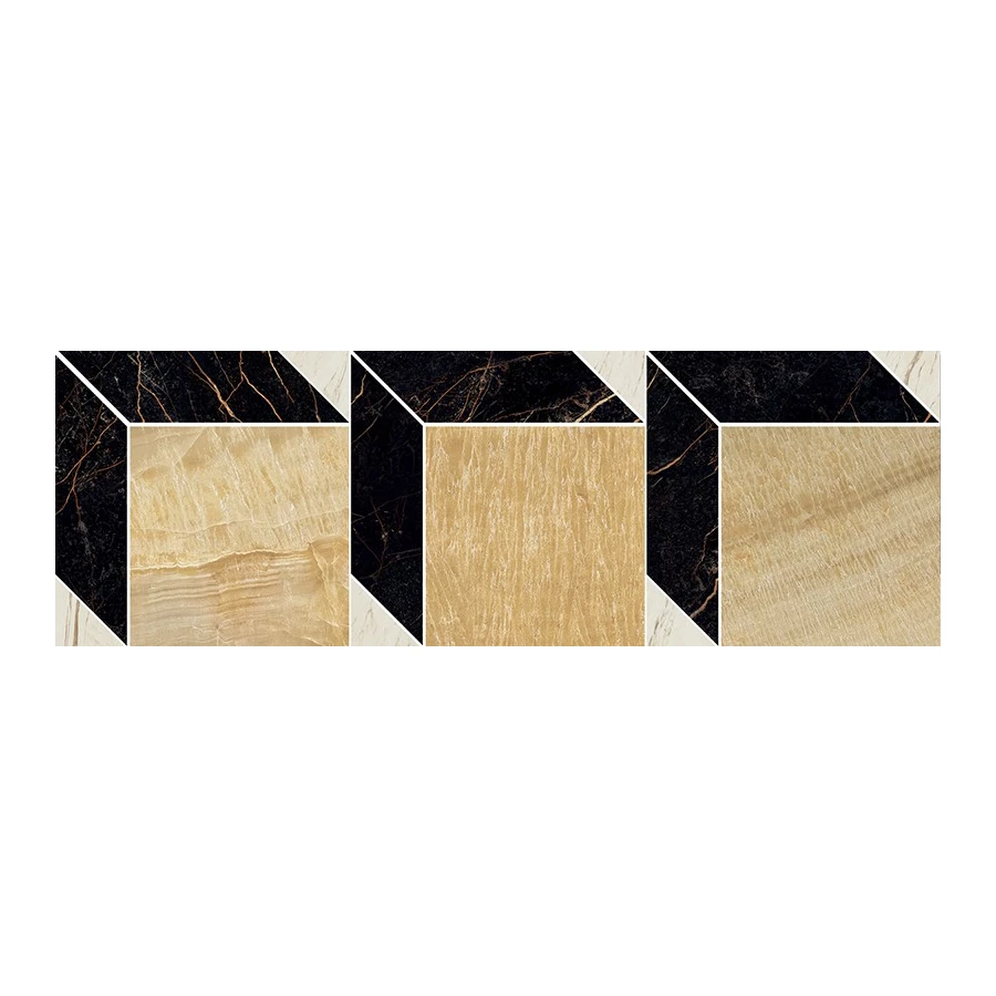 Декор Versace Marble Cube Nero/Oro/Bianco лаппатированный 58.5х19,5 см
