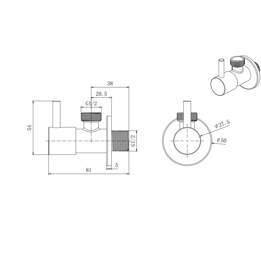 Угловой переходник Aquatek матовый черный AQ2450MB