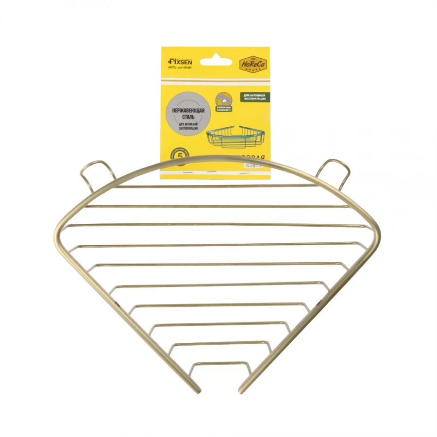 Полка угловая Fixsen Hotel одноэтажная золото-сатин FX-31051-1G