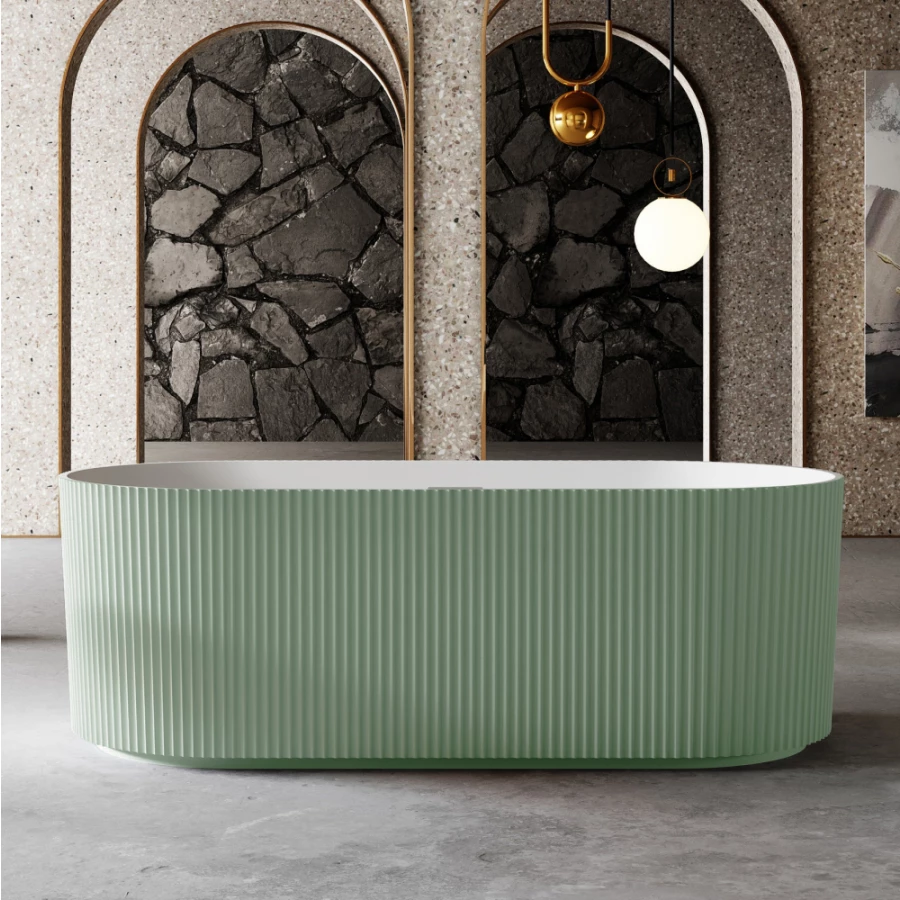 Ванна из искусственного камня Abber Stein зеленая матовая AS9601MCG 170х75 см