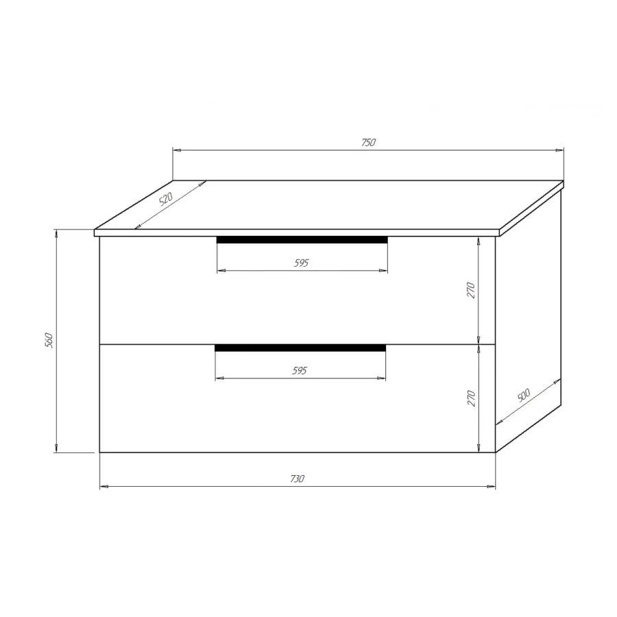 Тумба подвесная Azario Gris 75/2 два выдвижных ящика цвет дуб веллингтон CS00080424 75х50х56 см