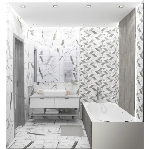 Керамическая плитка Kerlife Arabescato Bianco 49 глянцевая белая 63х31,5 см