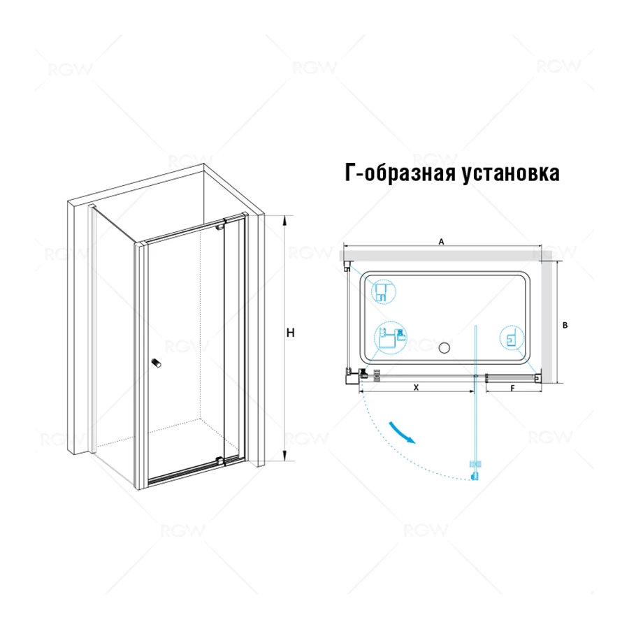 Душевой уголок RGW PA-32B PA-02B + Z-050-1B Прозрачное 04083277-014 70х70 см