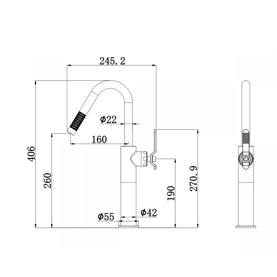 Смеситель для раковины Bronze de Luxe 1760'S LOFT 3352SB высокий матовый черный
