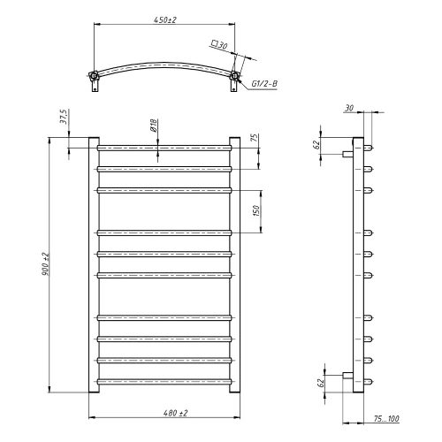 Полотенцесушитель водяной Grota Eco Calma 480900 48х90 см