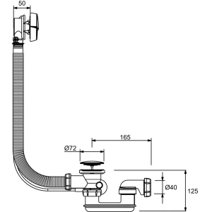 Слив-перелив для ванны полуавтомат Jacob Delafon E70174-CP