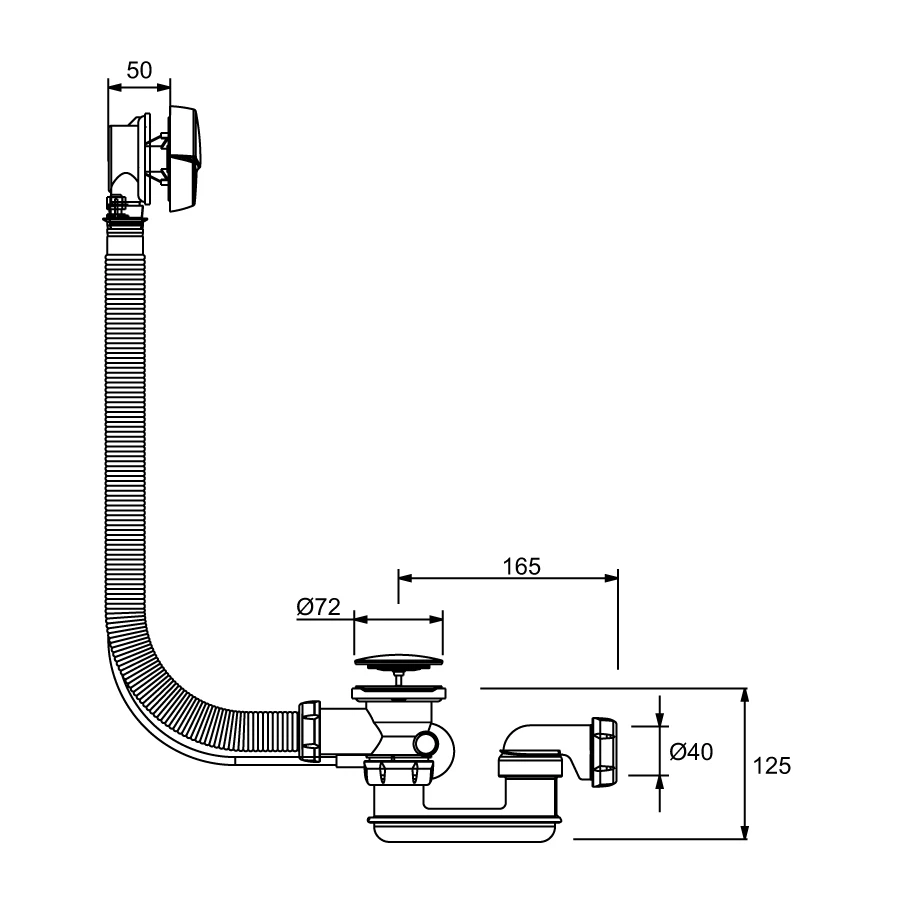 Слив-перелив для ванны полуавтомат Jacob Delafon E70174-CP