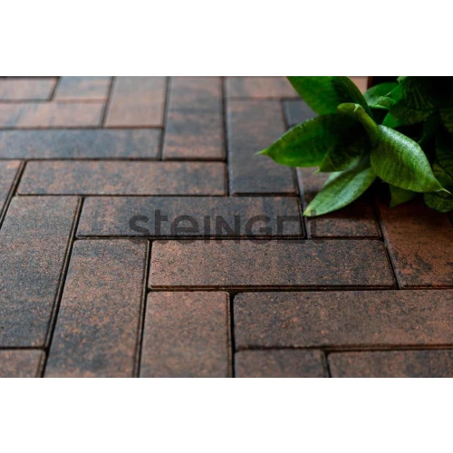 Тротуарная плитка Steingot Паркет "Тигр" темно-коричневый 24*8*6 см