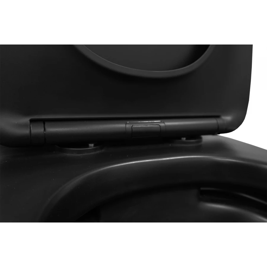 Унитаз-компакт Azario Black King безободковый с быстросъемным сиденьем микролифт черный матовый AZ-8303D 37х64х81 см