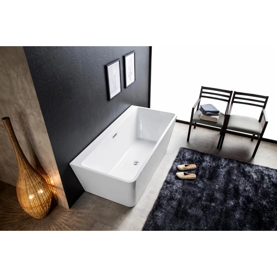 Ванна акриловая Azario Oxford пристенная в комплекте с сифоном и металлической рамой OXF17083 170х83х65 см