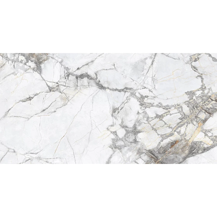 Керамогранит Planet Ceramics UKYF 6234 глянцевый с золотом белый 120х60 см