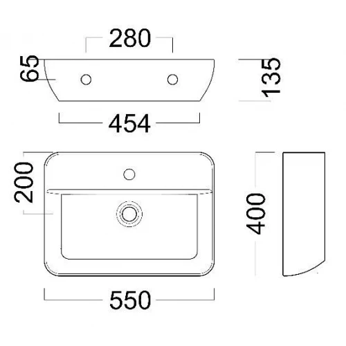 Раковина Kerama Marazzi Plaza подвесная 55 белая глянцевая PLR.wb.55.02