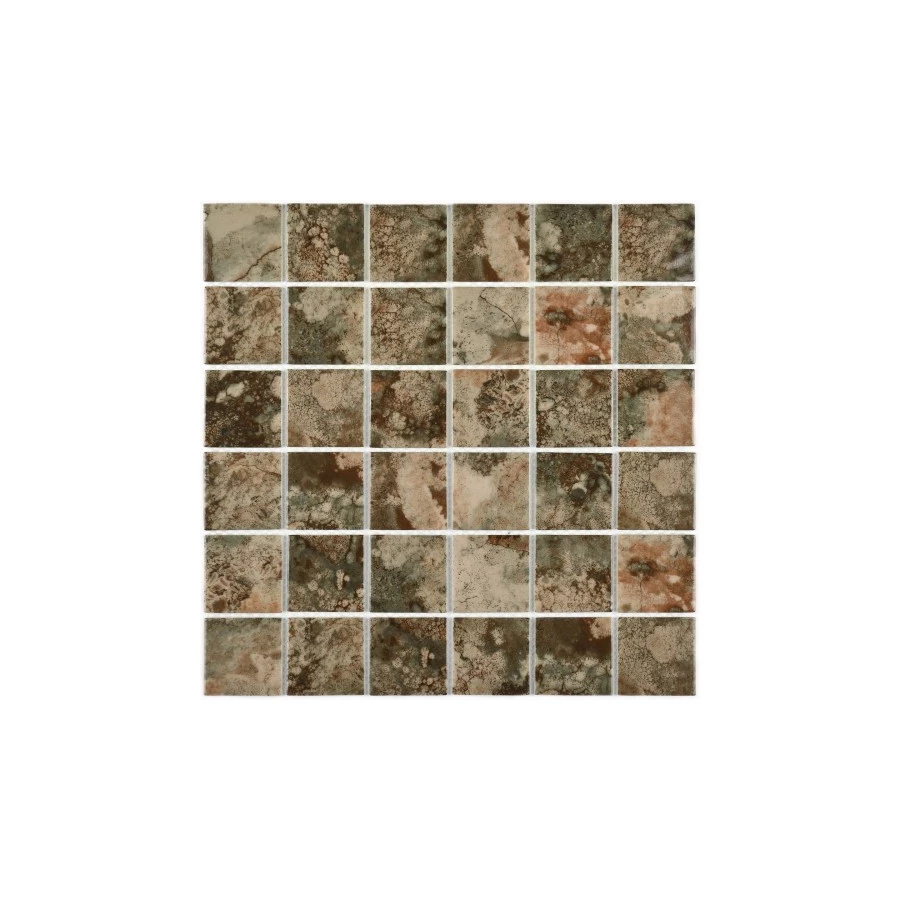 Мозаика Bonaparte Стеклянная мозаика Amuletto Leaf 48х48 глянцевая коричневая 30х30 см