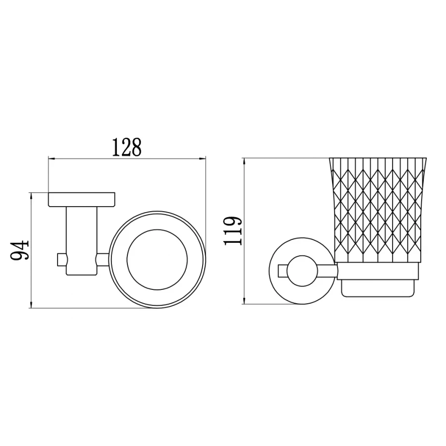 Cтакан стеклянный с настенным держателем Savol 56 S-005658 сатин