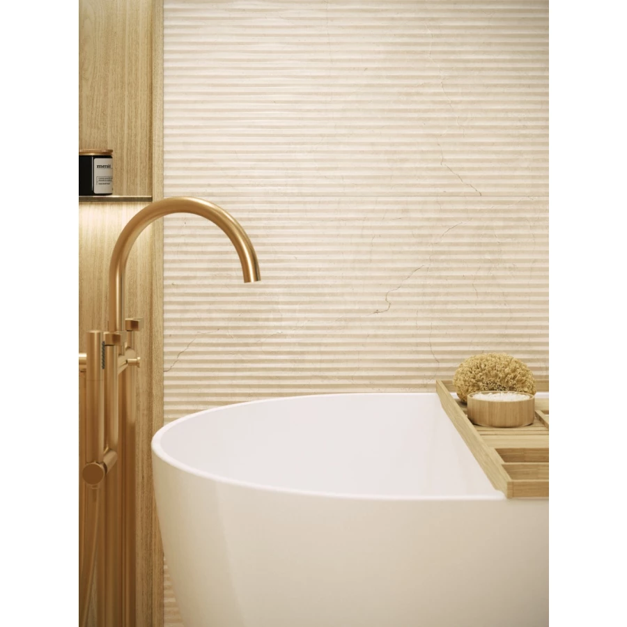 Плитка настенная Porcelanosa Мармол Срема Виа Боне / Marmol Crema Via Bone матовая кремовая 100381246 120х45 см