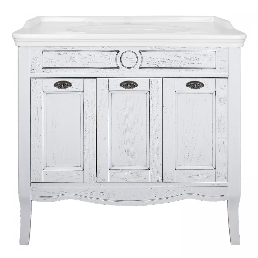 Комплект Тумба Azario Carolina 100 патина с раковиной Artdeco 100 Kale белый черный CS00090677 100х88х50 см