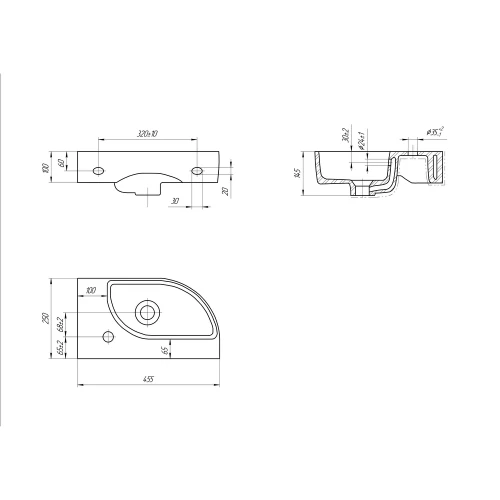 Раковина Cersanit Cameo 45 правая UM-CAM45/1-w