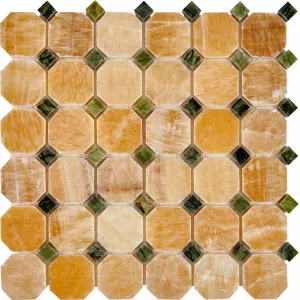 Мозаика Pixel mosaic Оникс Honey onyx Dondong чип 48x48 мм сетка Полированная Pix 210 30,5х30,5 см