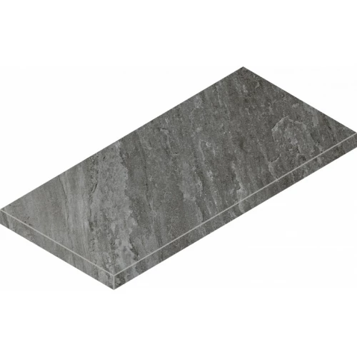 Ступень угловая левая из керамогранита Italon Магма Графит Грип серая 620070002974 60х33 см