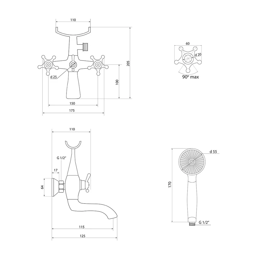 Смеситель Славен для ванны Город И СЛ-ДВ-И30