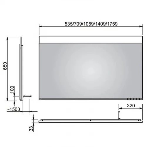 Зеркало для ванны Keuco Edition 400 11596171500