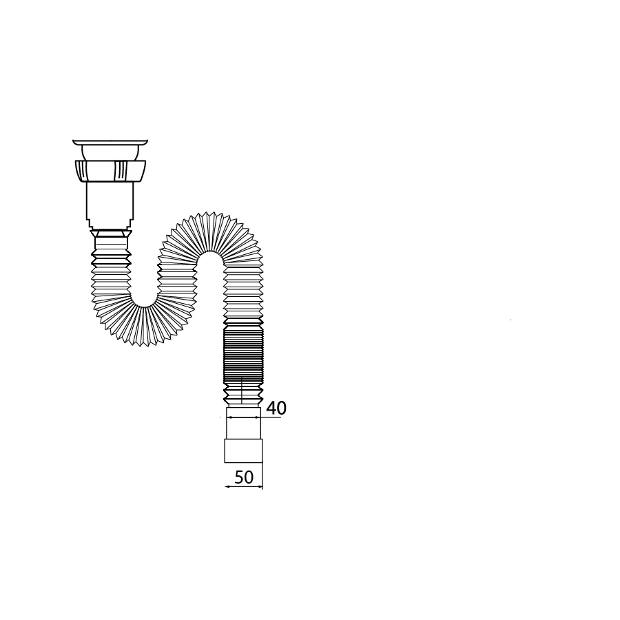 Сифон Wirquin гофрированный 1 ¼ х 40/50 мм L800 мм выпуск пластик для раковины 30717342