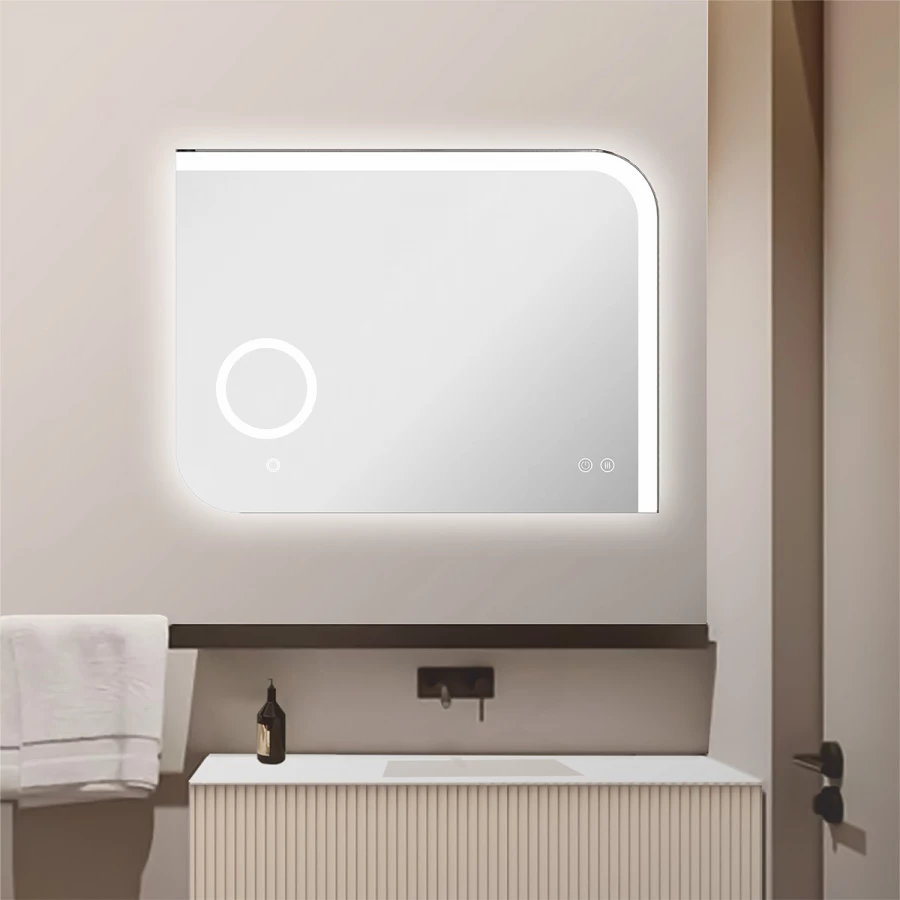 Зеркало Azario Golden влагостойкое с подсветкой и подогревом сенсорный выключатель CS00084315 100х80 см