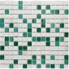 Мозаика Bonaparte Стеклянная мозаика Bellini 20х20 глянцевая бело-зеленая 32,7х32,7 см