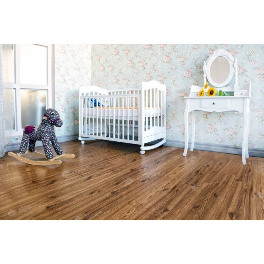 Каменный SPC ламинат Alpine Floor Classic синхронное тиснение Дуб классический ЕСО 162-7 43 класс 4 мм 2.23 кв.м 122х18.3 см