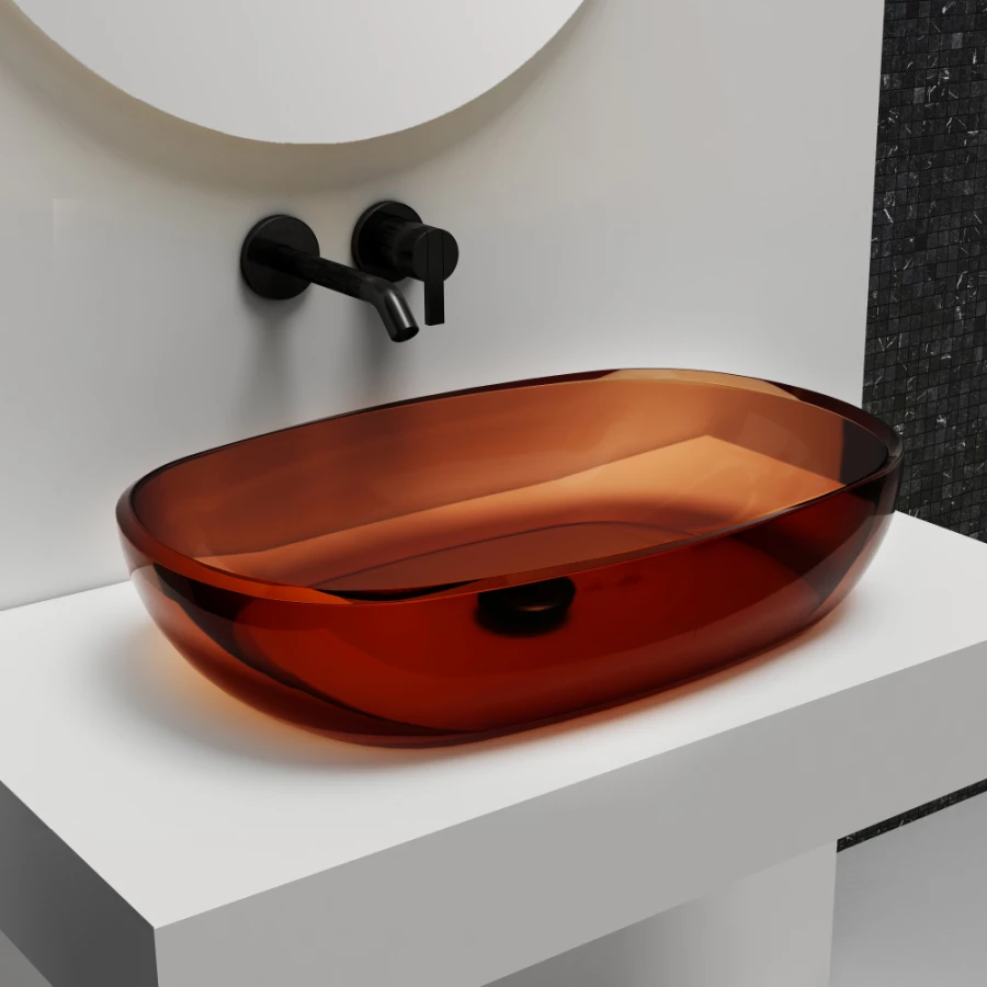 Раковина накладная прозрачная Abber Kristall AT2805Opal