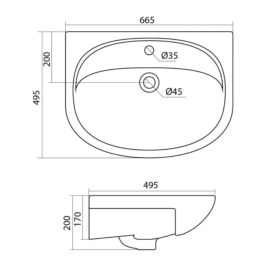 Раковина Santek Стелла 1WH110174 66,5х49,5 см