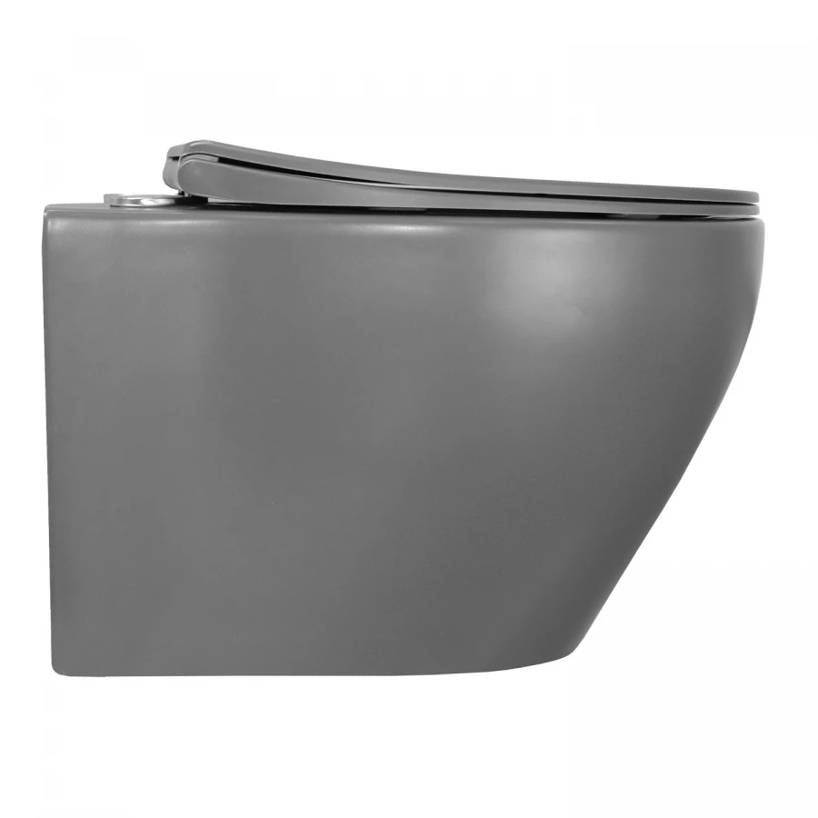 Унитаз подвесной Azario Keras безободковый с быстросъемным сиденьем микролифт серый матовый AZ-99046G 37х52х36 см