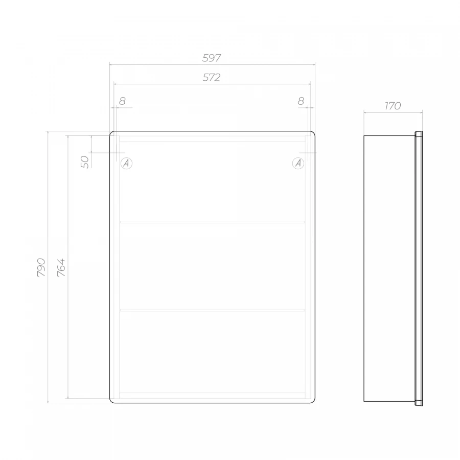 Зеркало шкаф Vigo Geometry Classic 600 навесной 117 59.7x79 см