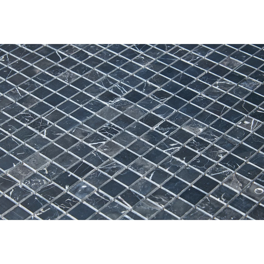 Мозаика Pixel mosaic Мрамор Nero Marquna чип 23х23 мм сетка Полированная Pix 245 30,5х30,5 см