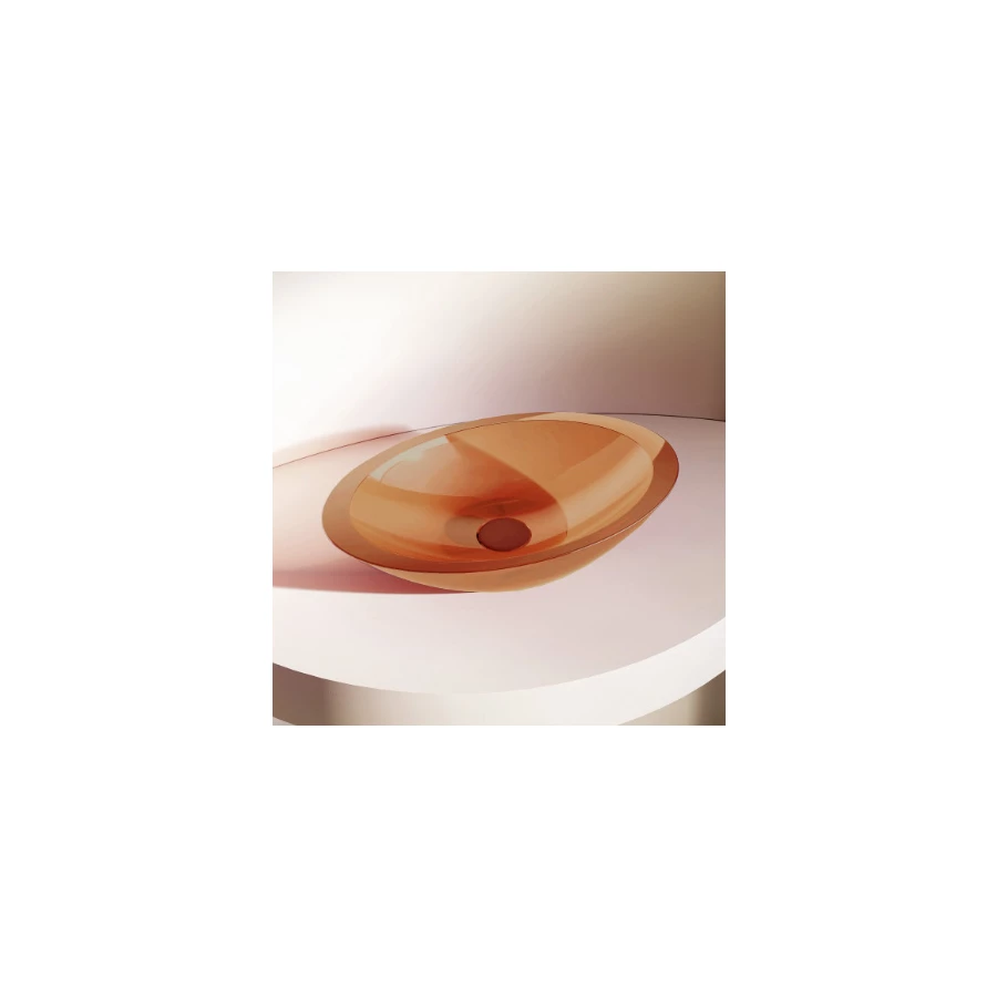 Раковина накладная прозрачная Abber Kristall оранжевая AT2810Topas