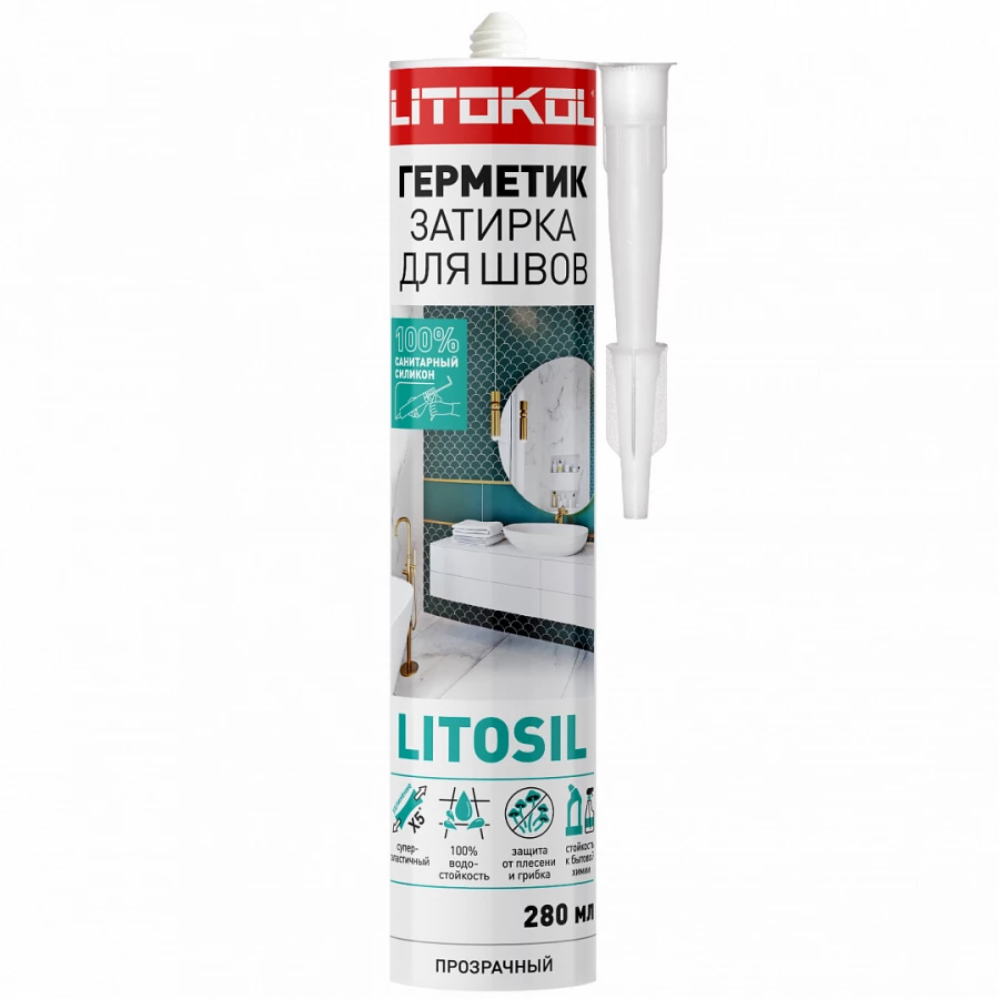 Герметик-затирка Litokol Litosil Силиконовый Прозрачный L0503580001 280 мл