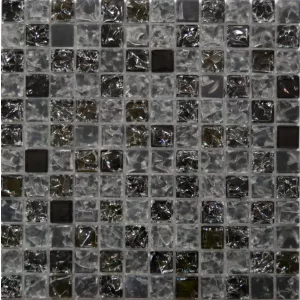 Мозаика Tonomosaic CC149 матовая глянцевая из стекла, черная, серая 30*30 см