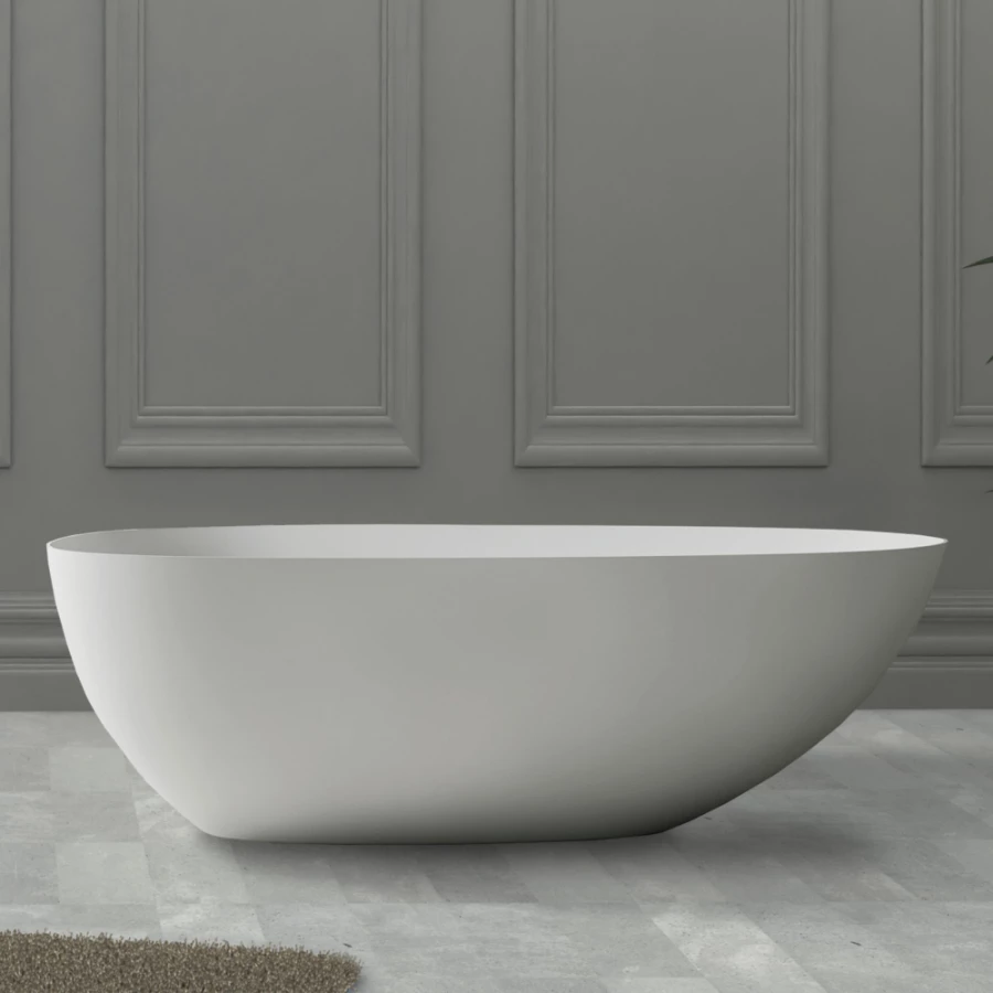Ванна из искусственного камня Abber Stein белая матовая AS9611-1.6 160х75 см