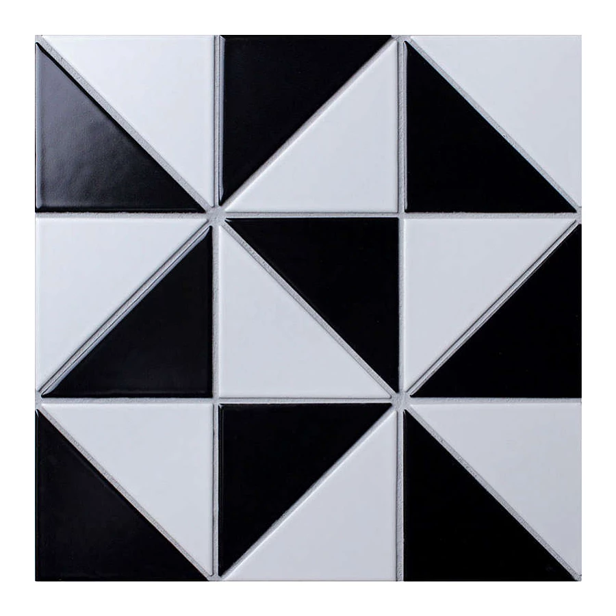 Керамическая мозаика Starmosaic Triangolo Chess Matt черно-белый 27,85х27,85 см