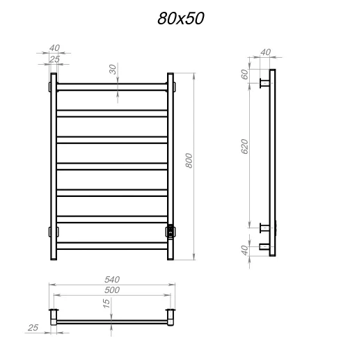 Полотенцесушитель электрический Aringa Порто AR03052GS 80х50 см