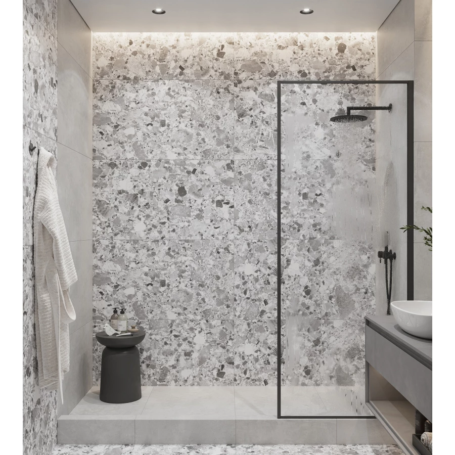 Керамогранит Creanza Terragona Silver Solido матовый с микрогранулами серый SL1004-A 120х60 см