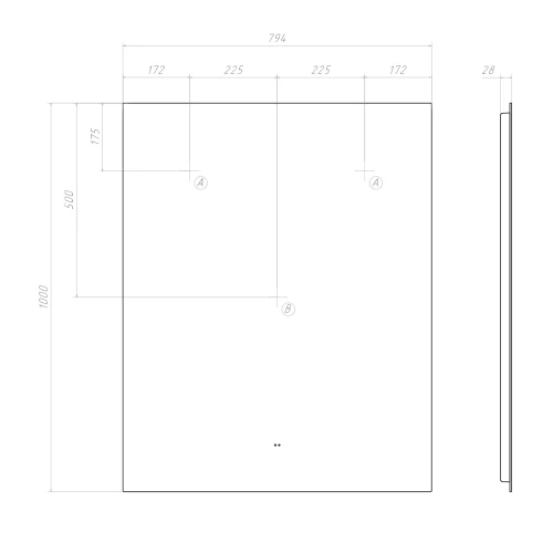Зеркало Vigo Quadro Comfort 800 145 79.4x100 см