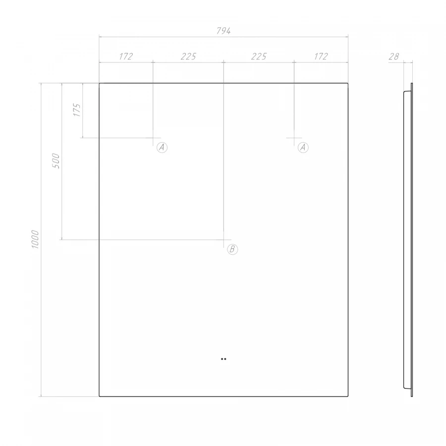 Зеркало Vigo Quadro Comfort 800 145 79.4x100 см