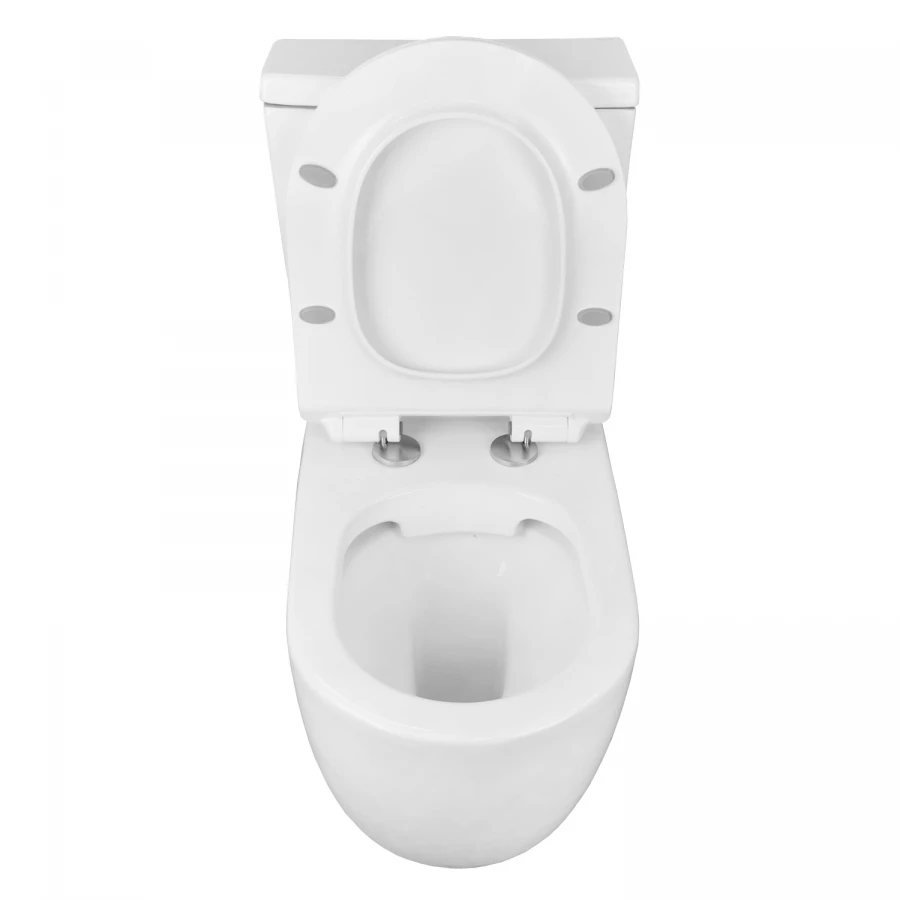 Унитаз напольный Azario Corsa безободковый со смывным механизмом geberit бачком и сиденьем микролифт AZ-2062S-G 63x38x83 см