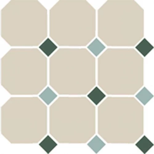 Керамогранит TopCer Оцтагон Нев Вхите Греен Туркьюуоисе Дотс / Octagon New White 16 Green 18 Turquoise 13 Dots матовый бежевый OCT16 DOT18/13-B 30x30 см